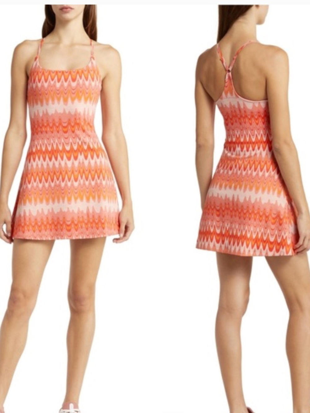 Outdoor Voices Orange Chevron Tennis Dress